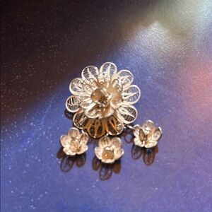 Vintage Silver Filigree Brooch 980 (98% Pure Silver) Taxco, Mexico